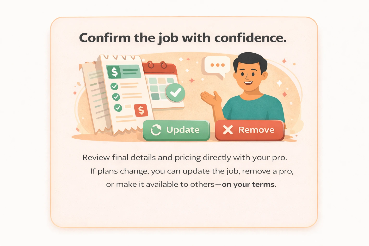 Homeowner confirming job